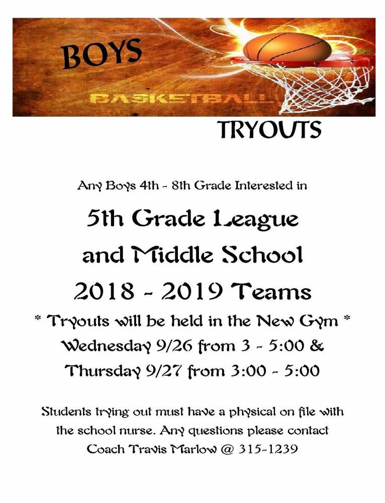 Junior High Boys Basketball Tryout